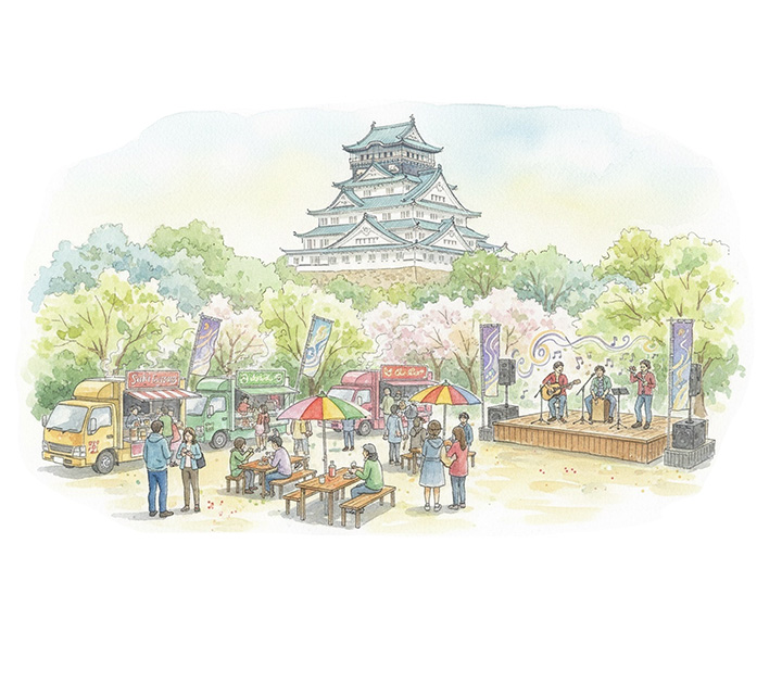 小田原城マルシェイラスト