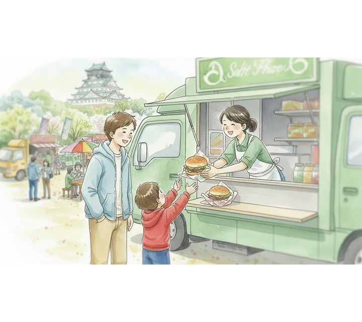 小田原城マルシェイラストキッチンカー