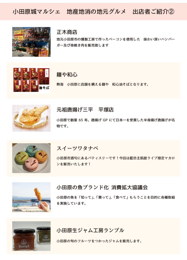 小田原城マルシェ地元グルメ出店者紹介